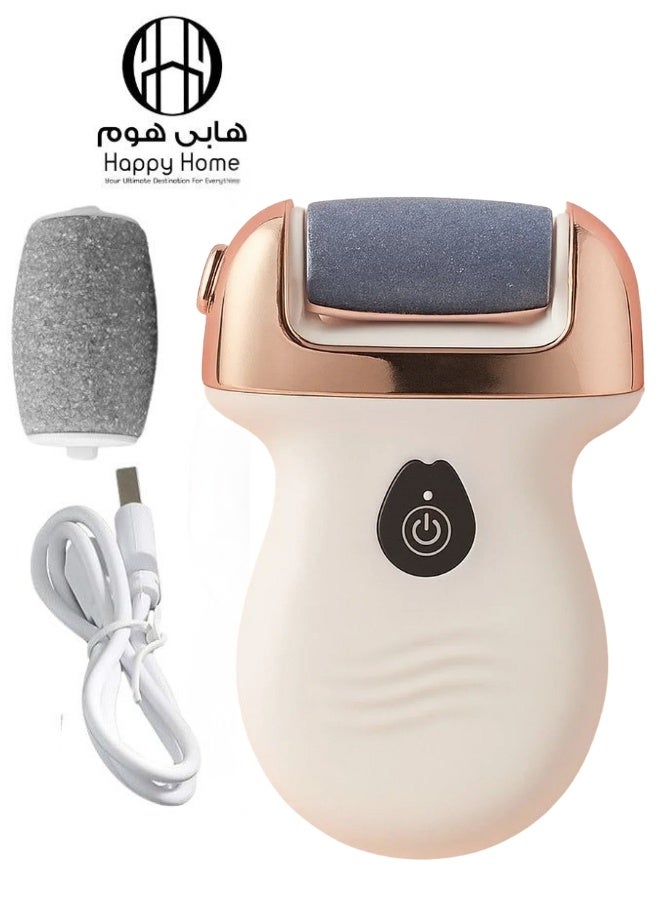 هابي هوم جهاز تقشير القدم الكهربائي - 2 رؤوس، شحن USB، لإزالة الجلد الميت وتنعيم القدمين - Image 1